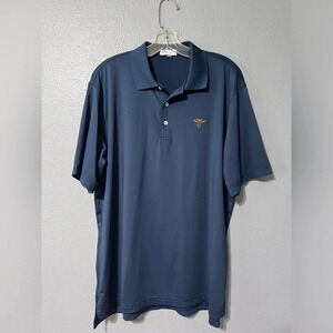 NWOT Peter Millar Summer Comfort navy Blue Jersey Polo Golf Shirt Size LG Sports